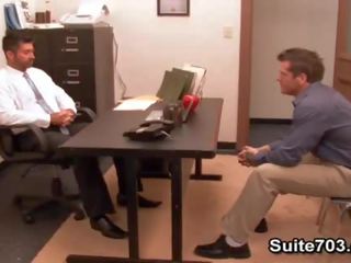 Glorious gays Berke and Parker fuck in the office