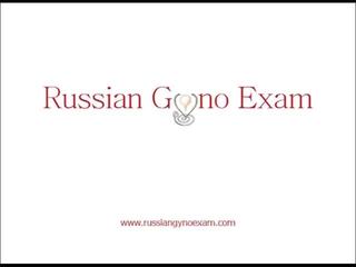 A plumpy busty Russian stunner on a gyno exam