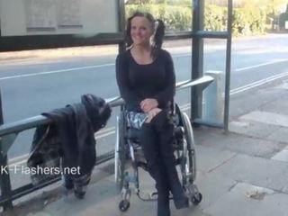 Paraprincess outdoor exhibitionism and flashing wheelchair bound deity showing